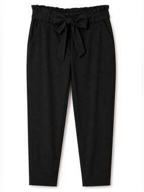 Nicole Miller Black Tie-Waist Tapered Pants